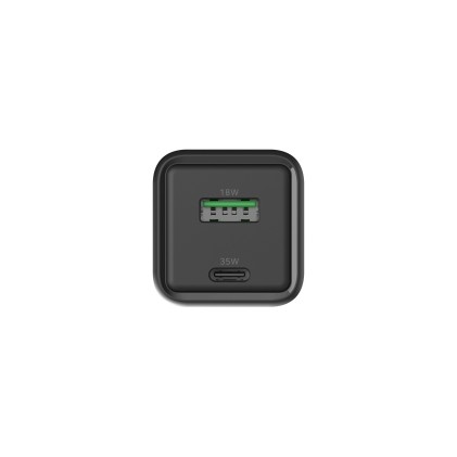 Caricabatterie CoolBox GAN da 35 W - 1 porta USB-C - 1 porta USB-A - Ricarica rapida 3.0 - Power Delivery - Colore nero