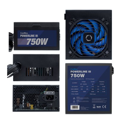 CoolBox Powerline III 750 alimentatore per computer 750 W 20+4 pin ATX ATX Nero