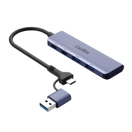 CoolBox HUB4 lite USB 3.2 Gen 1 (3.1 Gen 1) Type-A + Type-C 5000 Mbit/s Grigio