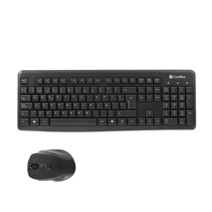 CoolBox COO-KTR-02W tastiera Mouse incluso Ufficio RF Wireless QWERTY Spagnolo Nero