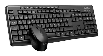 CoolBox COO-KTR-03W tastiera Mouse incluso Casa/ufficio RF Wireless QWERTY Spagnolo Nero