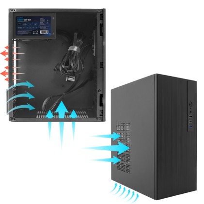 Case Coolbox M460 MicroATX - Supporta unit&agrave; da 3,5" e 2,5" - USB-C 3.2 Gen1 e audio - Nero
