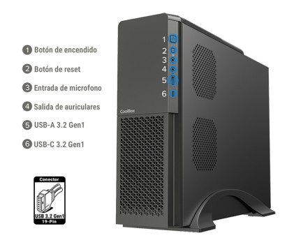 CoolBox PC micro ATX T313 Slim Basso profilo (Slimline - stilizzato) Nero