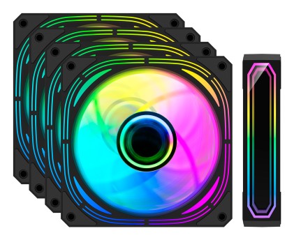 CoolBox Infinity Pro ARGB Case per computer Ventilatore 12 cm Nero 4 pz