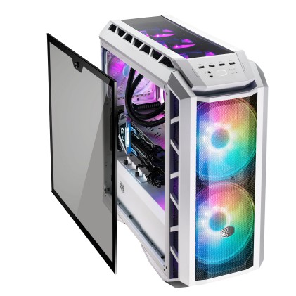 Cooler Master Case H500P Mesh White Argb Mid Tower, Side Panel, Microatx-Mini Itx, 2Xusb 3.2, 2Xusb 2.0, 1X3.5Mm Audio Jack, 1X3.5Mm Mic Jack, 1Xargb Controller, 1Xargb 2-To-3 Splitter, 2X200Mm Argb Fan Front, 1X140Mm Argb Fan Rear, Bianco