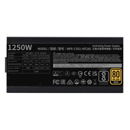 Cooler Master MWE Gold 1250 V2 ATX 3.1 alimentatore per computer 1250 W 24-pin ATX Nero