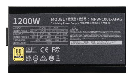 Cooler Master Elite Gold 1200 Fm, Alimentatore 1200W Gold Full Modulare Atx 3.1, Ventola 135Mm