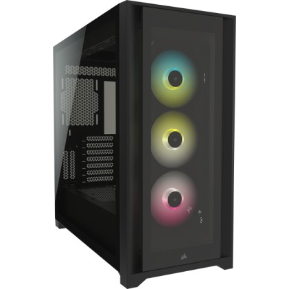 CORSAIR iCUE 5000X RGB Tempered Glass Mid-Tower ATX PC Smart Case Black