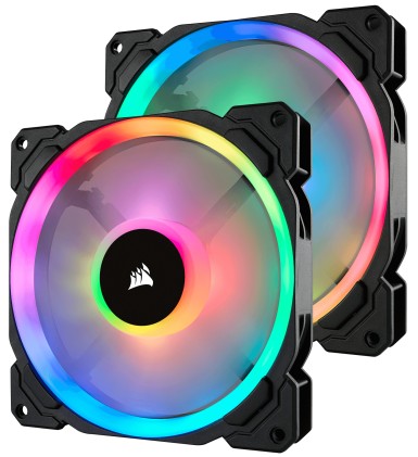 CORSAIR Fan LL140 RGB 140mm Dual Light Loop RGB LED PWM Fan 2 pack with Lighting Node Pro