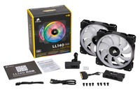 CORSAIR Fan LL140 RGB 140mm Dual Light Loop RGB LED PWM Fan 2 pack with Lighting Node Pro