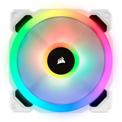 CORSAIR LL120 RGB White 120mm Dual Light Loop RGB LED PWM Fan 3 Pack with Lighting Node PRO