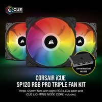 CORSAIR SP120 RGB PRO 120mm RGB LED Fan Triple Pack with Lighting Node Core