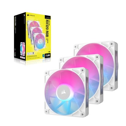 Corsair Starter Kit Tre Ventole Pwm Da 120 Mm Icue Link Rx120 Rgb, Bianco