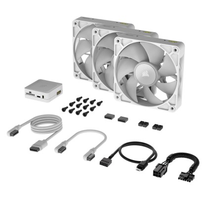 Corsair Starter Kit Tre Ventole Pwm Da 120 Mm Icue Link Rx120 Rgb, Bianco