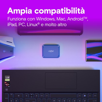 Crucial X10 1 TB USB tipo-C USB 3.2 Gen 2x2 Blu