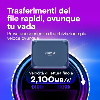 Crucial X10 2 TB USB tipo-C USB 3.2 Gen 2x2 Blu