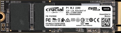 HD SSD M.2 500GB Crucial P1 3D NAND NVMe PCIe (CT500P1SSD8)