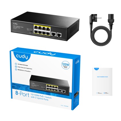Cudy FS1010P switch di rete Fast Ethernet (10/100) Supporto Power over Ethernet (PoE) Nero