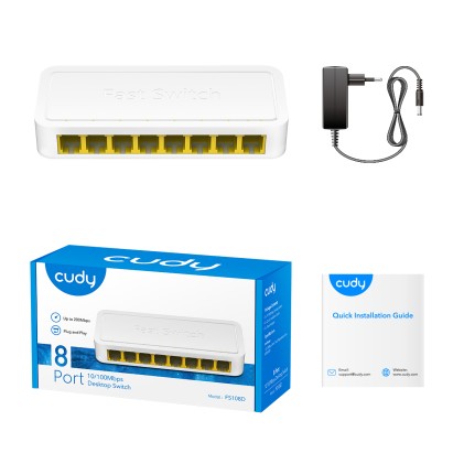 Cudy FS108D switch di rete Fast Ethernet (10/100) Bianco