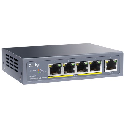 Cudy GS1005P switch di rete Gigabit Ethernet (10/100/1000) Supporto Power over Ethernet (PoE) Grigio