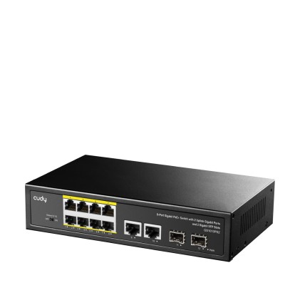 Cudy GS1010PS2 switch di rete Non gestito Gigabit Ethernet (10/100/1000) Supporto Power over Ethernet (PoE) Nero