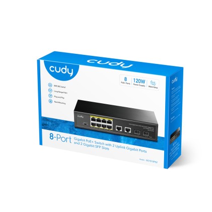 Cudy GS1010PS2 switch di rete Non gestito Gigabit Ethernet (10/100/1000) Supporto Power over Ethernet (PoE) Nero