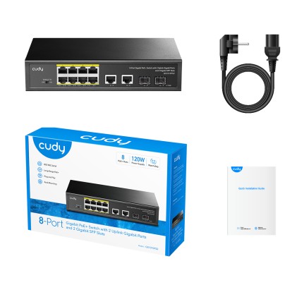 Cudy GS1010PS2 switch di rete Non gestito Gigabit Ethernet (10/100/1000) Supporto Power over Ethernet (PoE) Nero