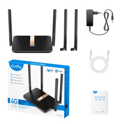 Cudy LT500D router wireless Fast Ethernet Dual-band (2.4 GHz/5 GHz) 4G Nero