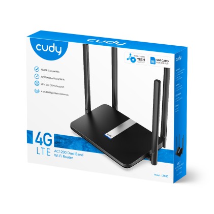 Cudy LT500 router wireless Fast Ethernet Dual-band (2.4 GHz/5 GHz) 4G Nero