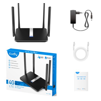 Cudy LT500 router wireless Fast Ethernet Dual-band (2.4 GHz/5 GHz) 4G Nero