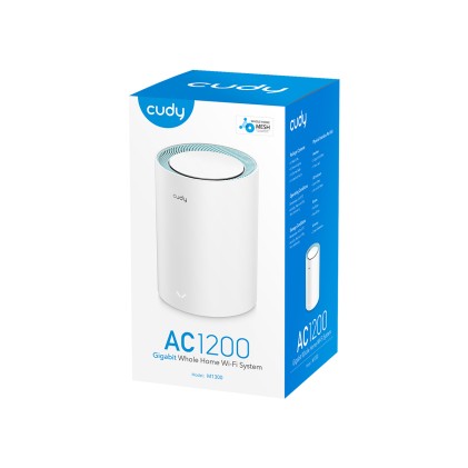 Cudy M1300 1-PACK sistema Wi-Fi Mesh Dual-band (2.4 GHz/5 GHz) Wi-Fi 5 (802.11ac) Bianco Interno