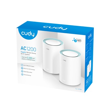 Cudy M1300 2-PACK sistema Wi-Fi Mesh Dual-band (2.4 GHz/5 GHz) Wi-Fi 5 (802.11ac) Bianco 1 Interno
