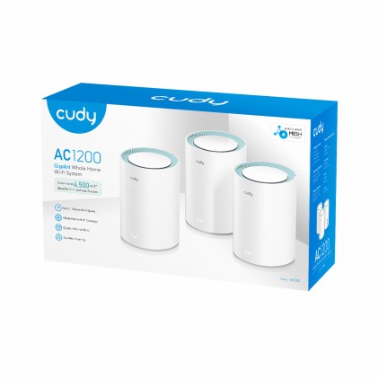 Cudy M1300 3-PACK sistema Wi-Fi Mesh Dual-band (2.4 GHz/5 GHz) Wi-Fi 5 (802.11ac) Bianco 1 Interno