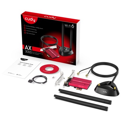 Adattatore di rete Cudy WE4000 PCI-e AX5400 WiFi 6 Tri-Band - Bluetooth 5.2 - 2 antenne esterne