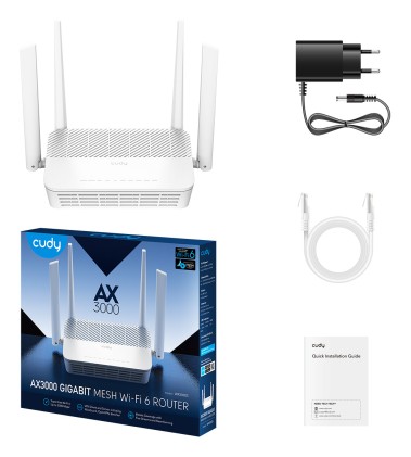 Cudy AX3000 router wireless Gigabit Ethernet Dual-band (2.4 GHz/5 GHz) Bianco