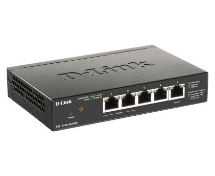 D-Link DGS-1100-05PDV2 switch di rete Gestito Gigabit Ethernet (10/100/1000) Supporto Power over Ethernet (PoE) Nero