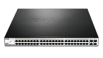 Switch D-Link semi-gestito 48 porte PoE Gigabit 370 W + 4 porte combinate Gigabit