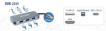 Hub USB-C D-Link con 3 USB 3.0, 1 USB-C, 1 HDMI 4K, 1 RJ45