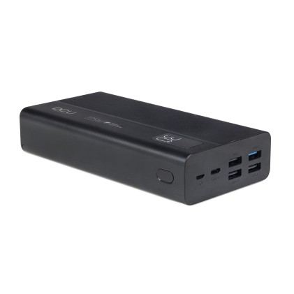 DCU Tecnologic Power Bank 4 Uscite USB Power Delivery 20W + Ricarica Rapida 22,5W 30000Mah - Ricarica Veloce ed Efficiente - Grande Capacit&agrave; di 30000mAH - Design Compatto e Leggero - Colore Nero