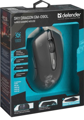 Mouse Gaming cablato Defender Sky Dragon GM-090L nero, 6 pulsanti, 3200 dpi