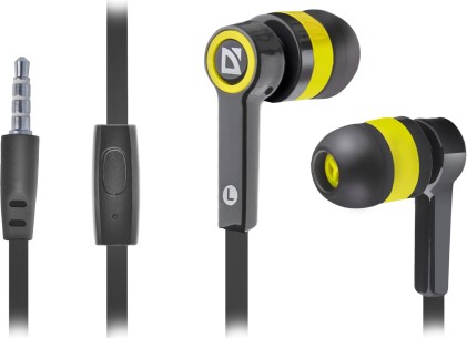 Auricolare per dispositivi mobili Defender Pulse 420 nero + giallo, in-ear