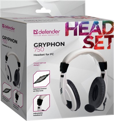 Cuffie per PC Defender Gryphon 750 bianco, cavo 2 m