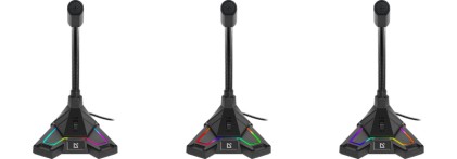 Microfono per streaming da gioco Defender Pitch GMC 200 3,5 mm, LED, cavo 1,5 m