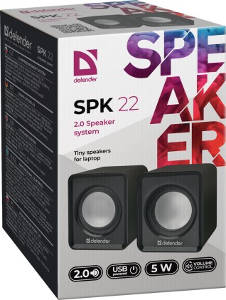 Sistema di altoparlanti 2.0 Defender SPK 22 nero, 5W, alimentato tramite USB