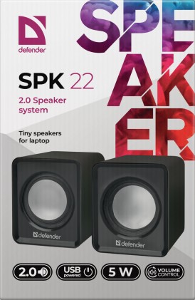 Sistema di altoparlanti 2.0 Defender SPK 22 nero, 5W, alimentato tramite USB