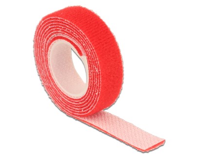 DELOCK Hook-and-loop fasteners L 1 m x W 13 mm roll red