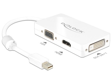 DeLOCK 0.16m DisplayPort/VGA + HDMI + DVI 0,16 m Mini DisplayPort VGA (D-Sub)+ HDMI + DVI Bianco