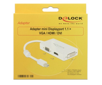 DeLOCK 0.16m DisplayPort/VGA + HDMI + DVI 0,16 m Mini DisplayPort VGA (D-Sub)+ HDMI + DVI Bianco