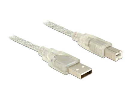 DELOCK cable USB 2.0 A connector > USB 2.0 B connector transparent 3m