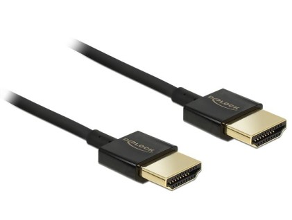 DELOCK Cable High Speed HDMI with Ethernet - HDMI-A male > HDMI-A male 3D 4K 1 m Slim Premium